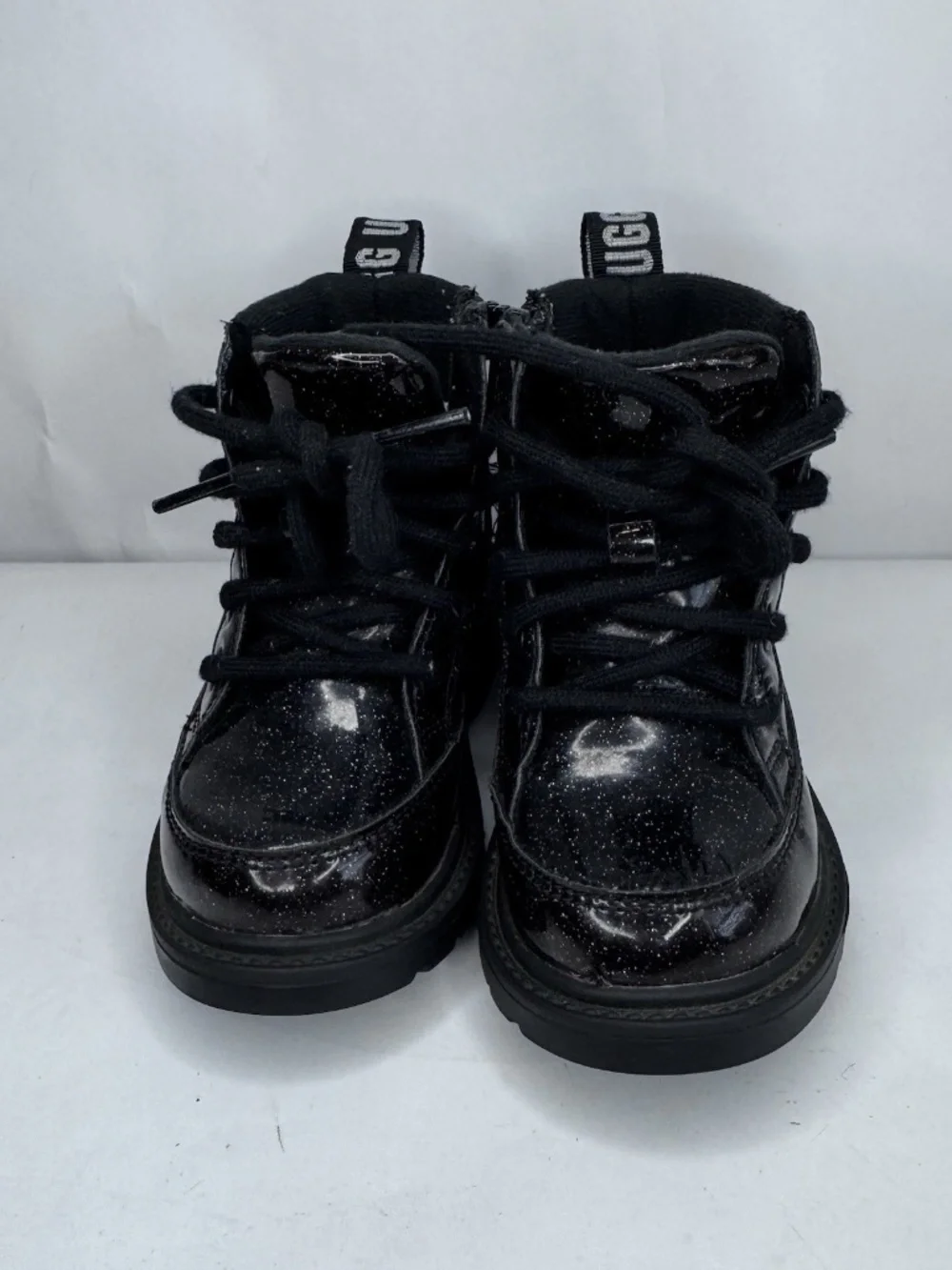 UGG Toddler Girl Robley Glitter Combat Boot, Charcoal Black Glitter  Size US 6C